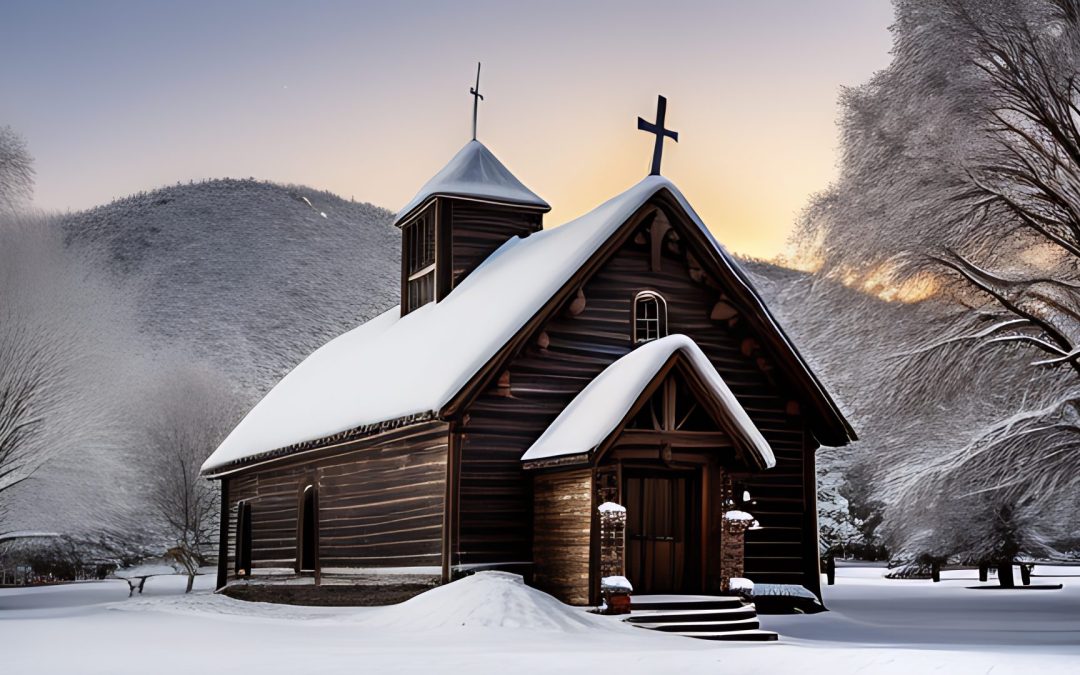 Snow Covered Log Chapel