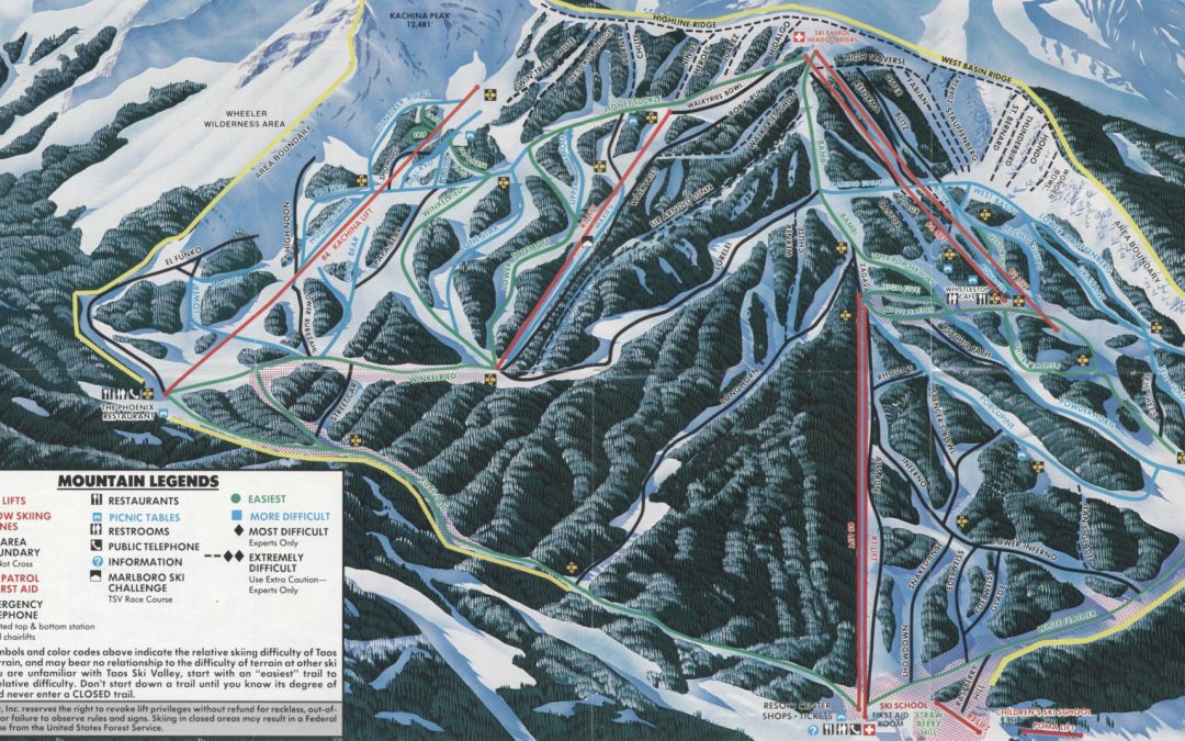 Snowboarding Taos Ski Valley Trail Map, New Mexico