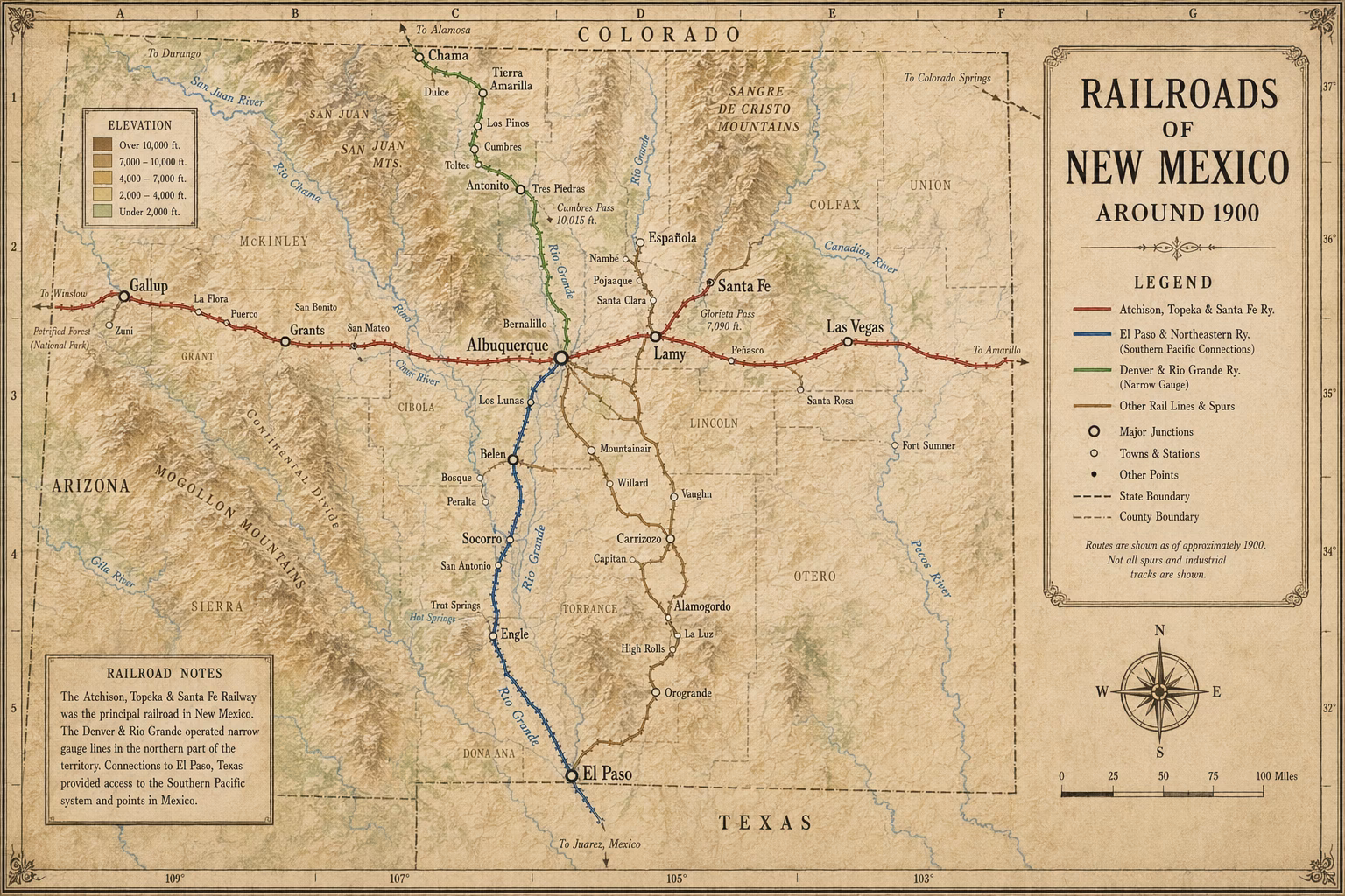 NM Railroads 1900 Labeled